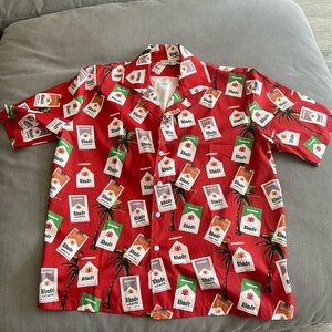 Rhude Cigarette Print Red Hawaiian shirt Size L